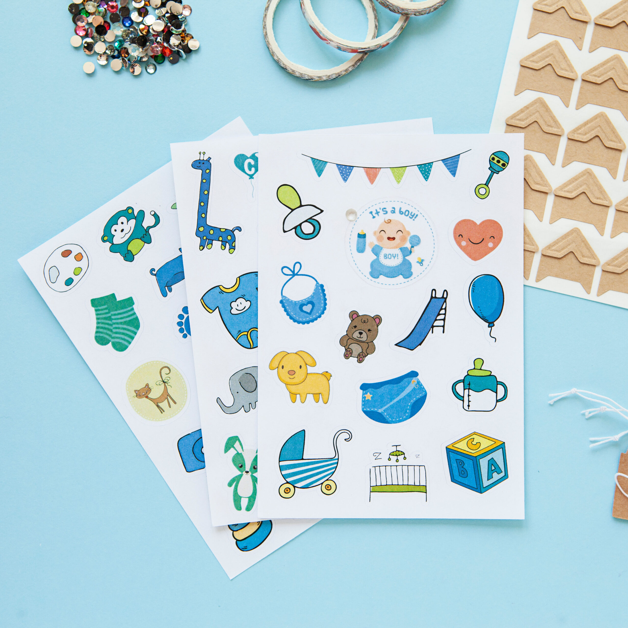 Unisex Baby Scrapbook Stickers and Accessories Gift Set