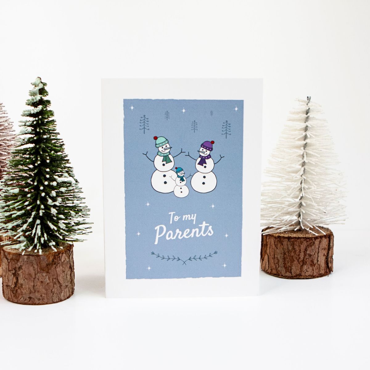 To my Parents Snowmen Christmas Day Greetings Card
