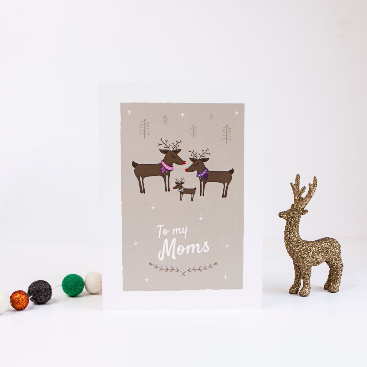 Reindeer Christmas Card to Two Lesbian Moms