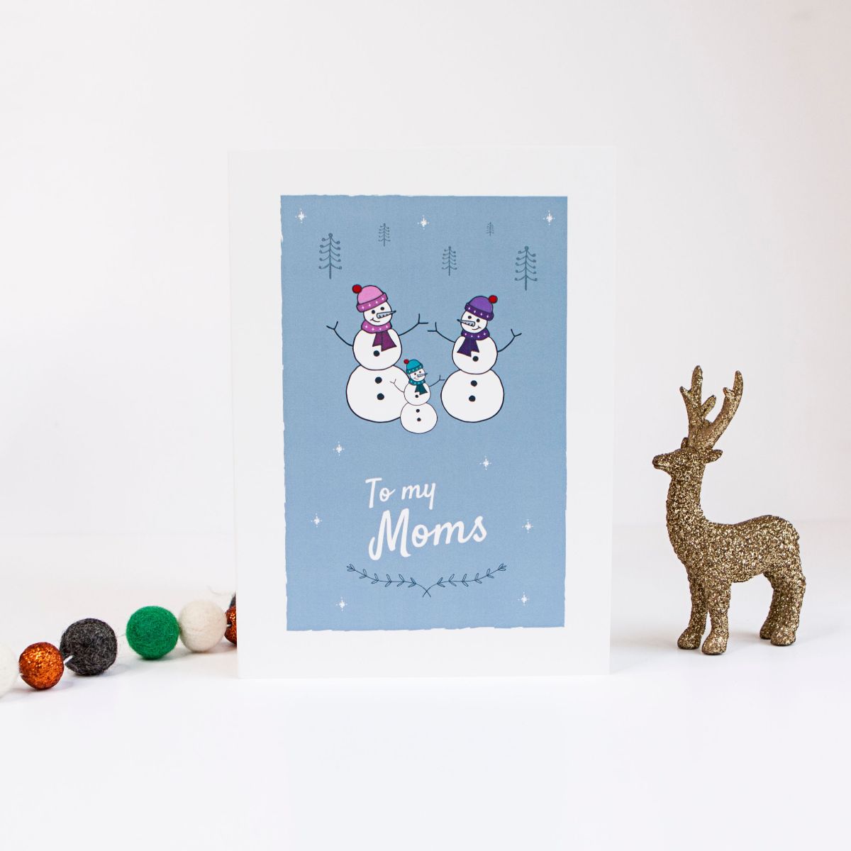Two Moms Lesbian Christmas Day Card