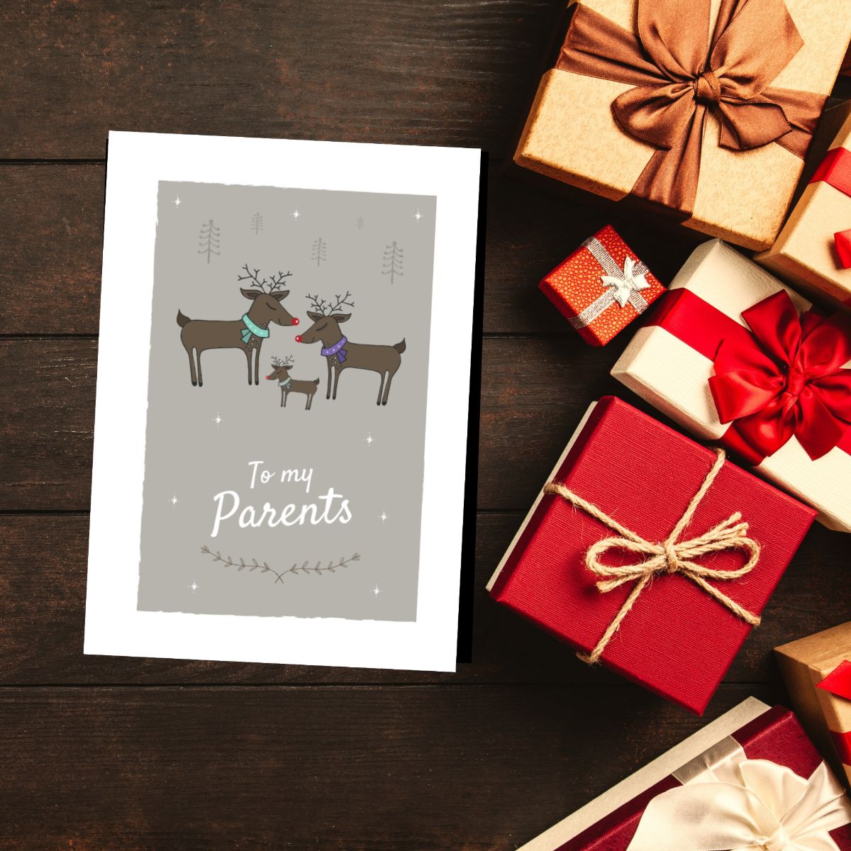 To my Parents Reindeer Christmas Greetings Card
