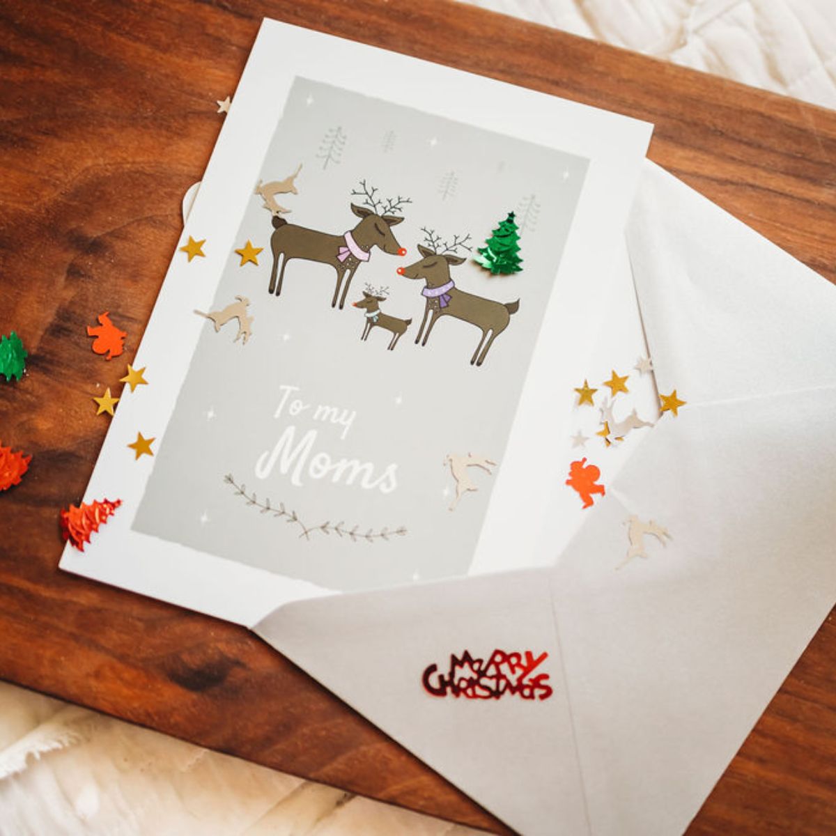 Christmas Card for Two Moms Reindeer