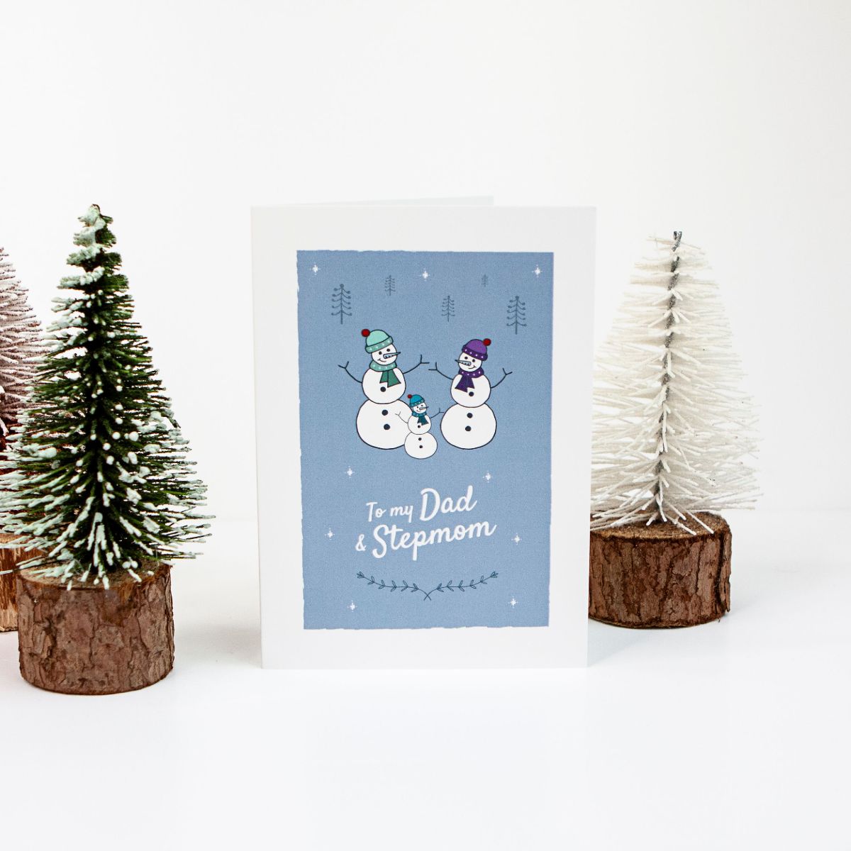 Grey Snowmen Christmas Card for Dad and Partner