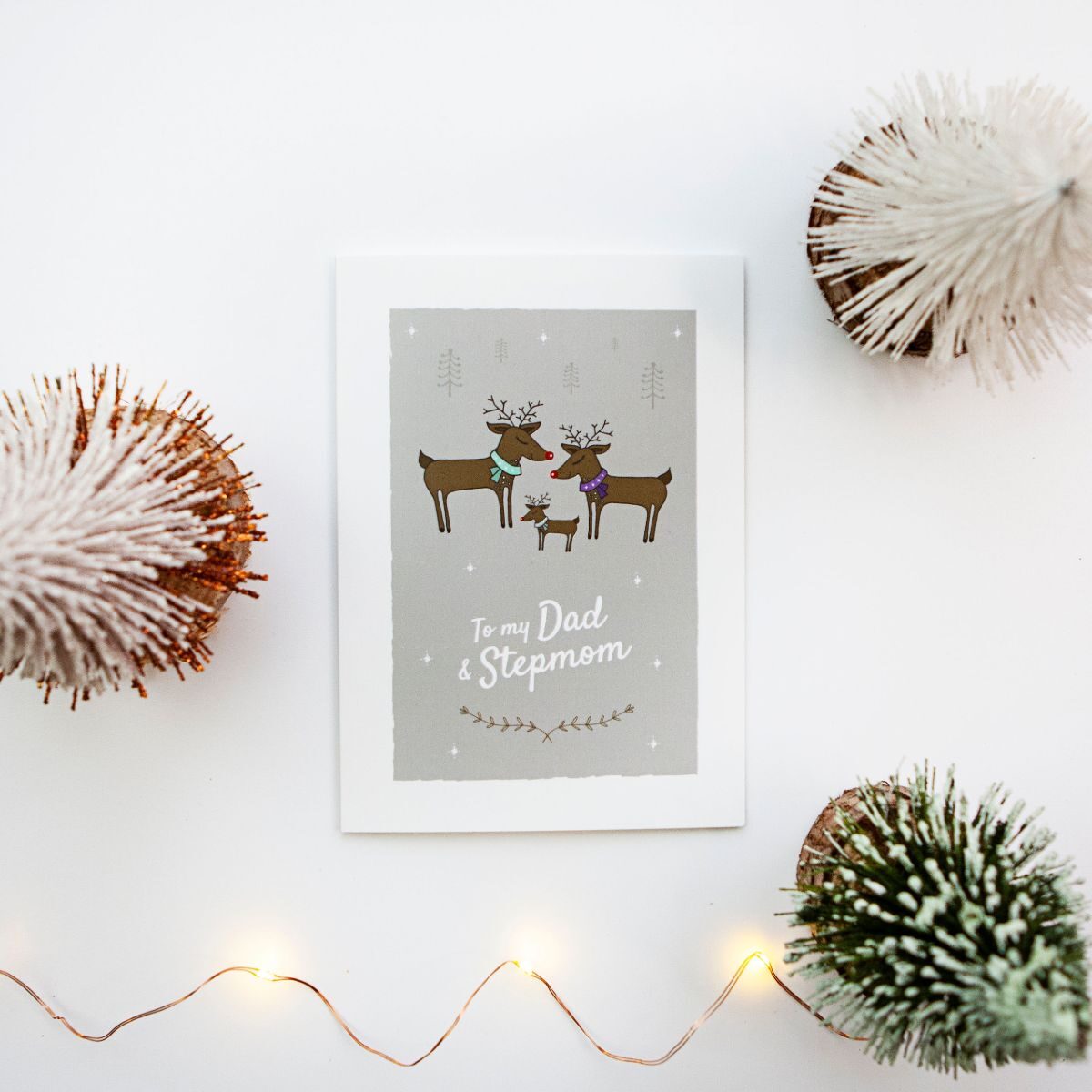 Grey Reindeer Design Christmas Day Card
