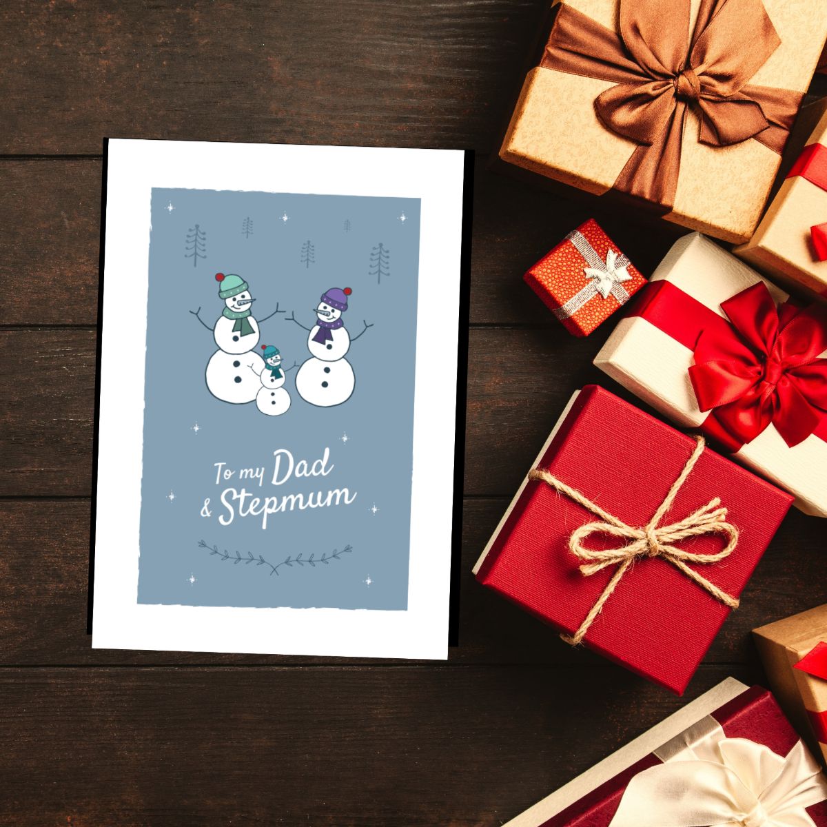 Christmas Greetings Card for Dad and Stepmum