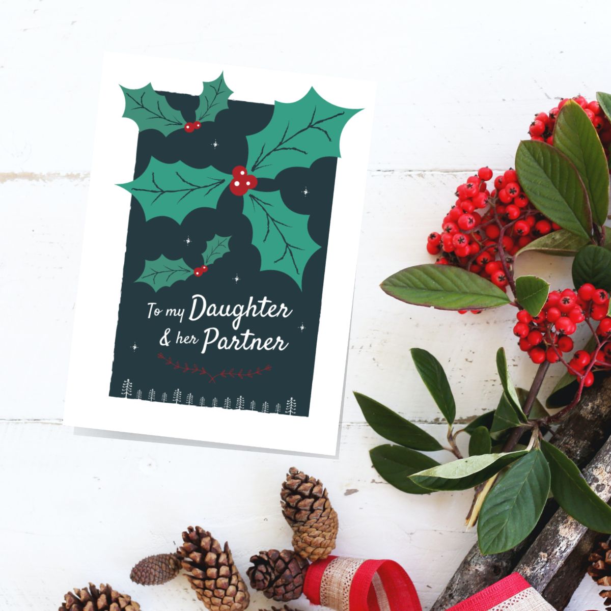 Holly Christmas Card for lesbian Daughter