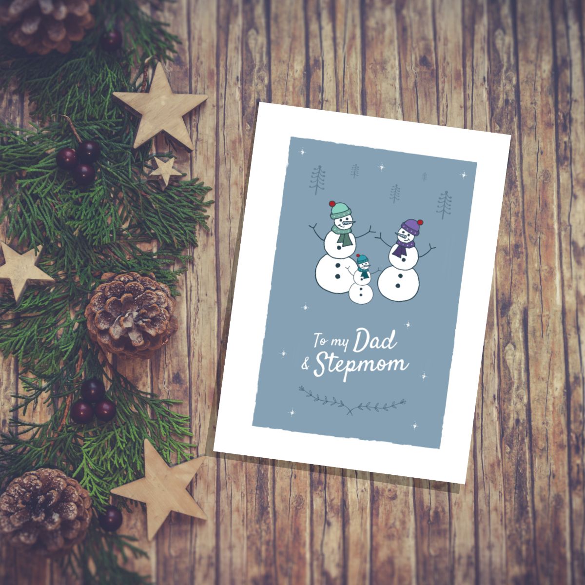 Dad and Stepmom Christmas Card Snowmen