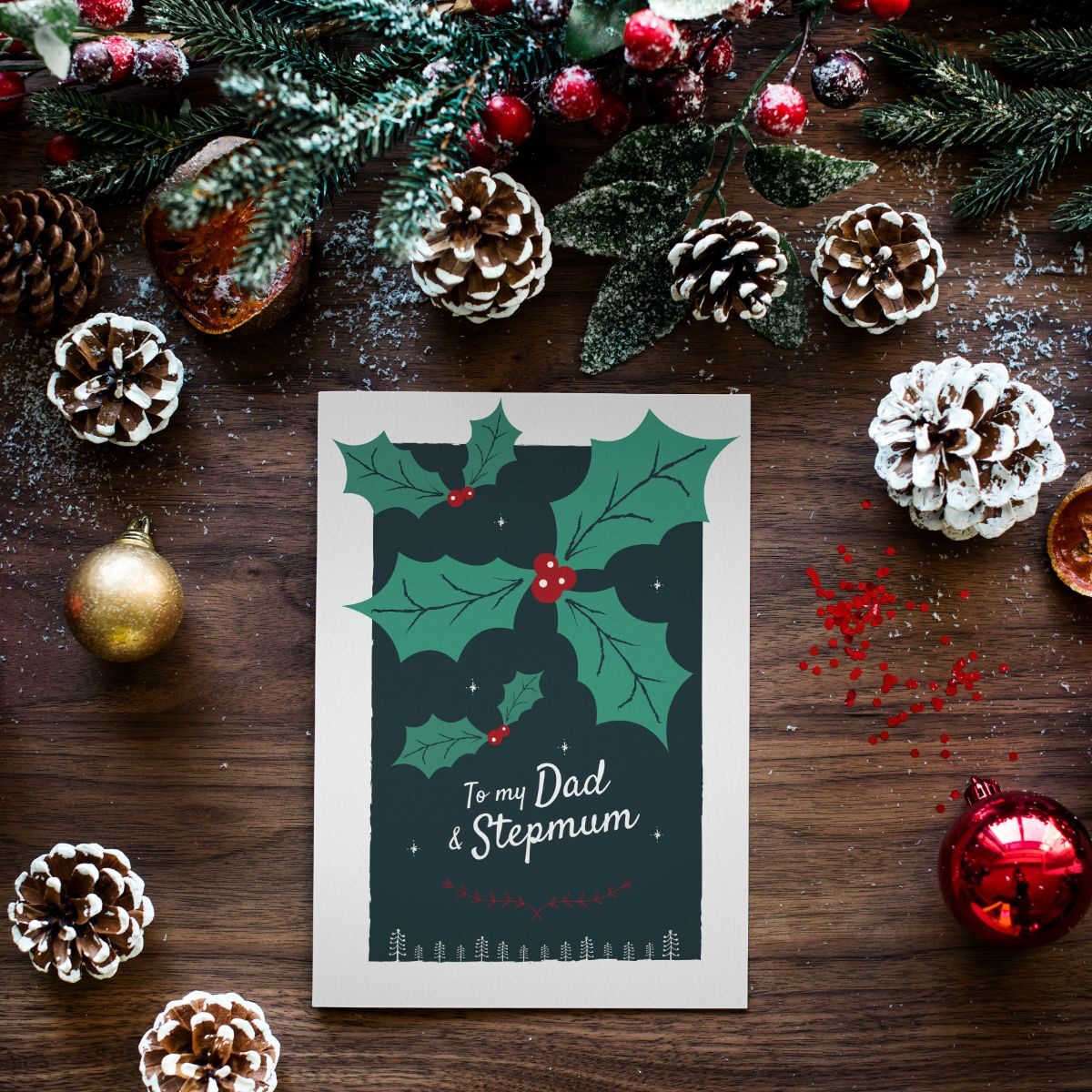 Christmas Greetings Card Dad and Stepmum