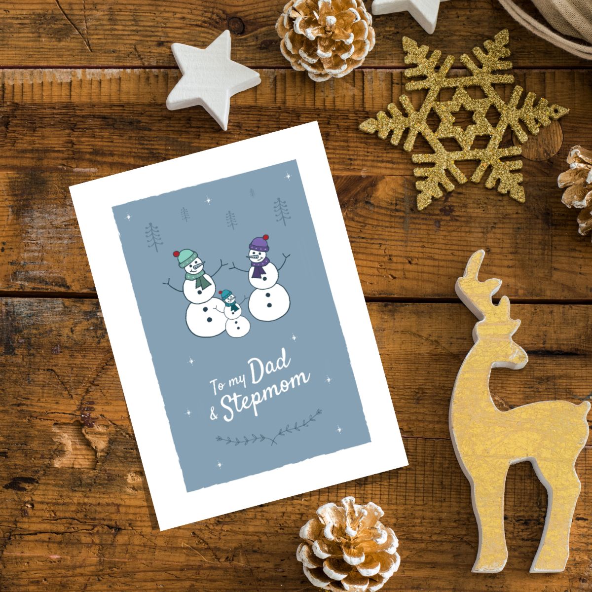 Snowmen Design Christmas Greetings Card for Dad and Partner