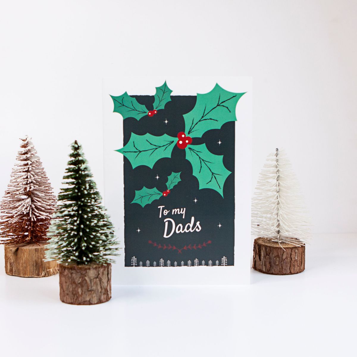 Gay Dads Christmas Card Holly
