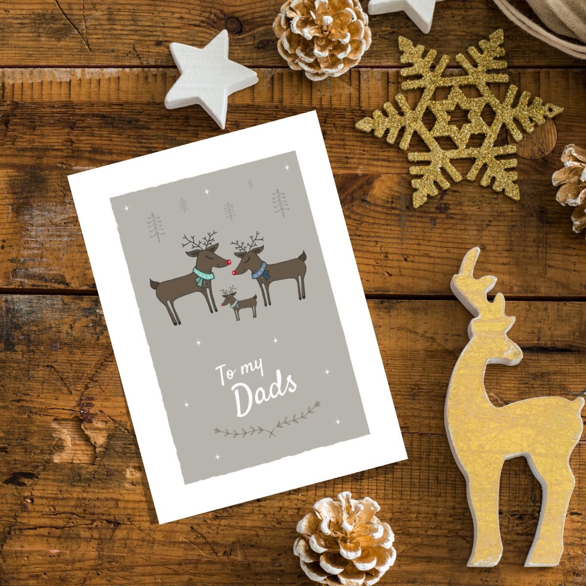 Gay Dads Christmas Card Reindeer Design