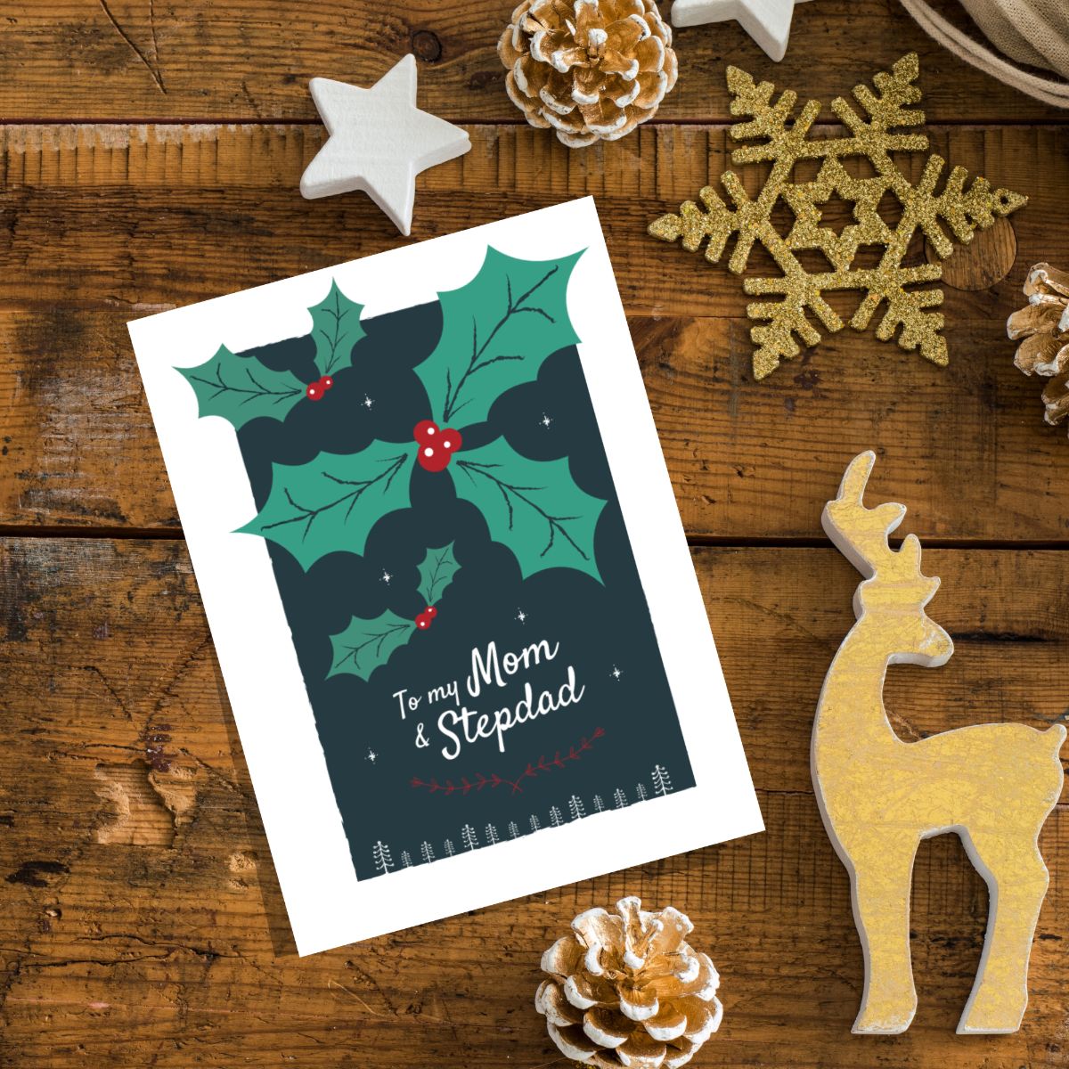 Mother and Stepdad Christmas Greetings Card