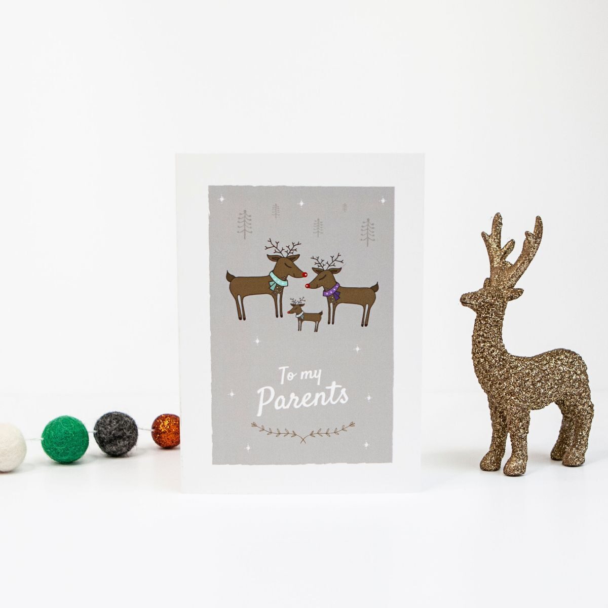 To my Parents Reindeer Christmas Day Greetings Card