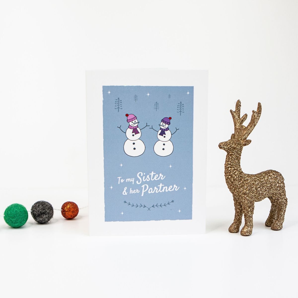 To my Sister and her Lesbian Partner Christmas Snowmen Card