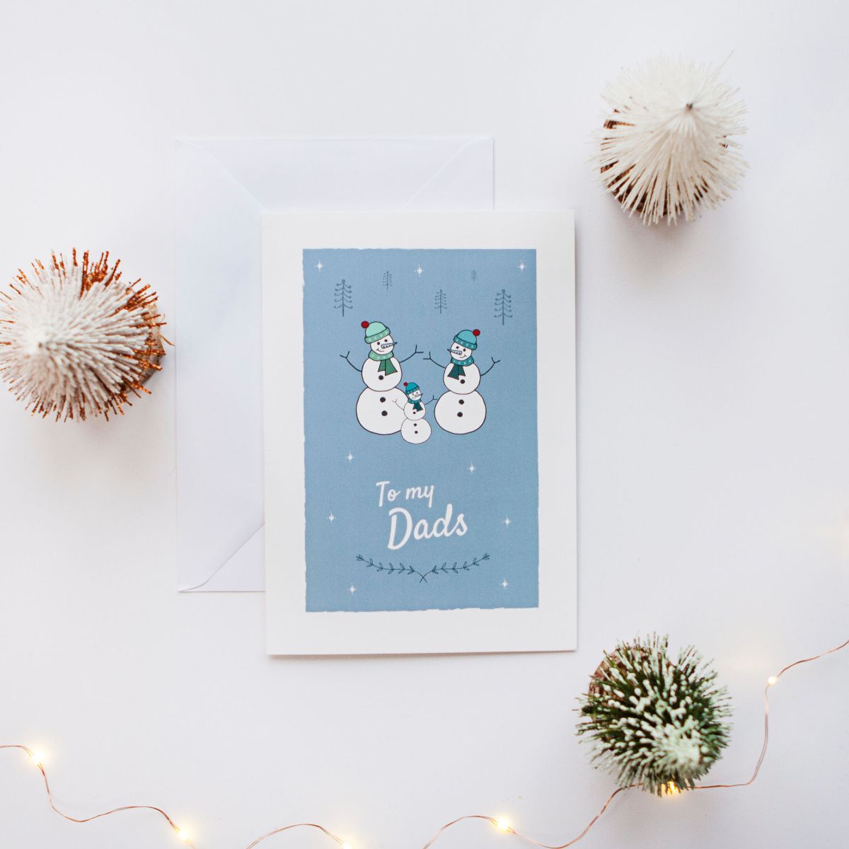 Two Dads Christmas Card Snowmen Design
