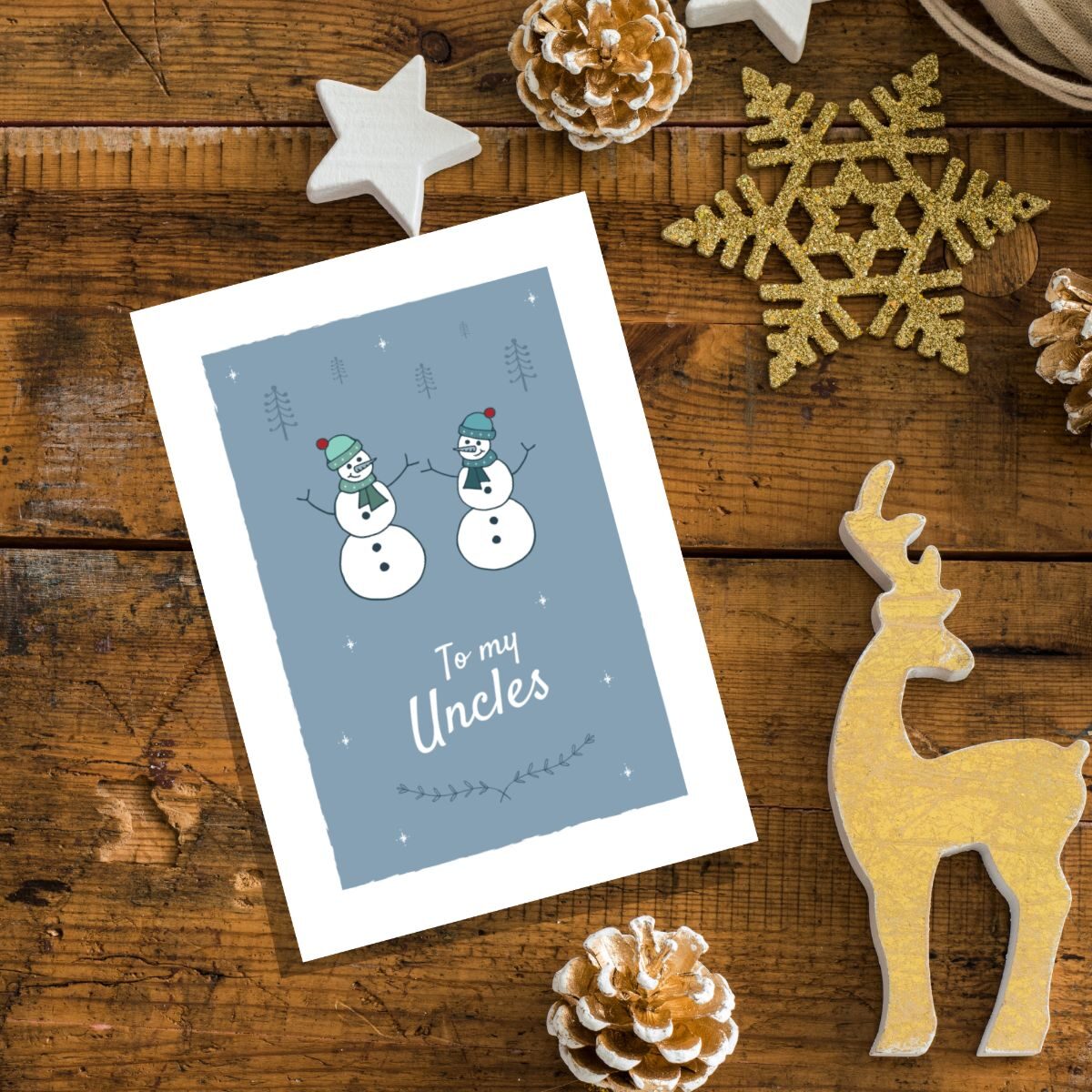 snowmen uncle and boyfriend christmas card