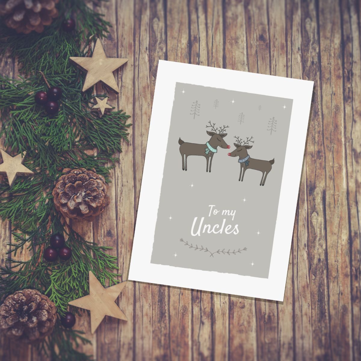 gay uncles reindeer christmas greetings card